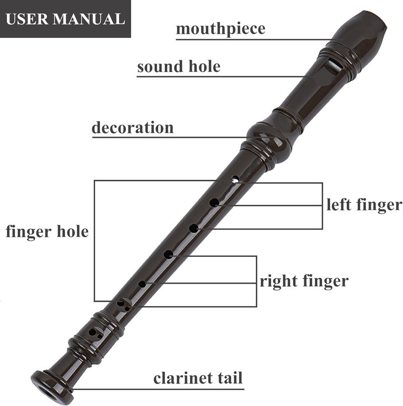 Haecsfl Recorder Instrument for Beginner Adults,8-Hole Soprano Descant Recorder Music Flute with with Cleaning Rod & Leather Case For Home Entertainment(2-Carved Light Brown) - Image 4
